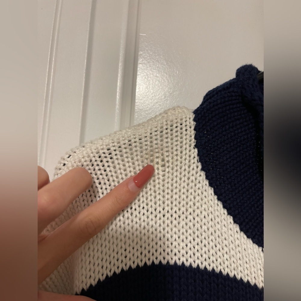 NWT Crown & Ivy Roll Neck Knit Sweater Navy/White - Picture 5 of 5